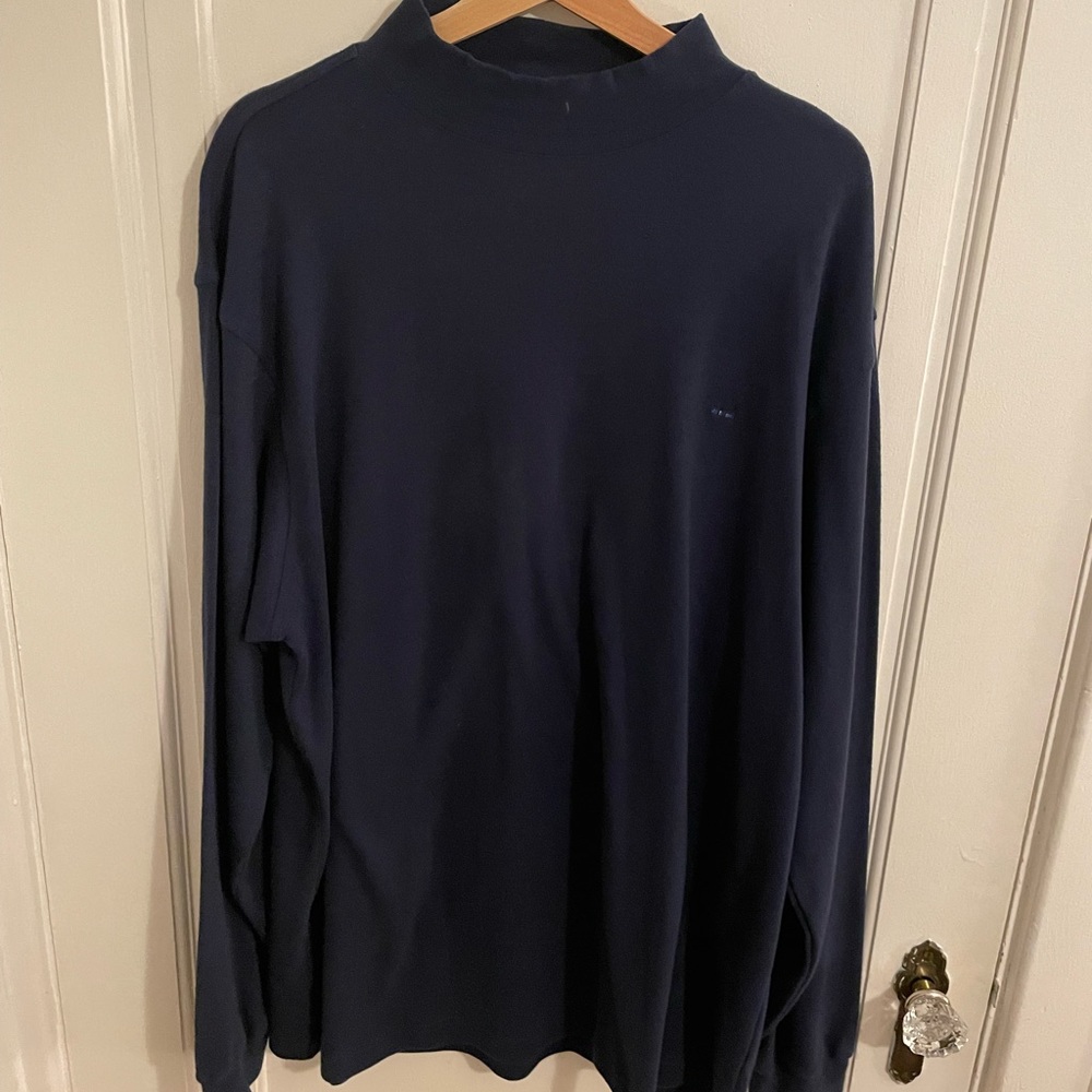MENS Navy Mock Neck Sweater Shirt
